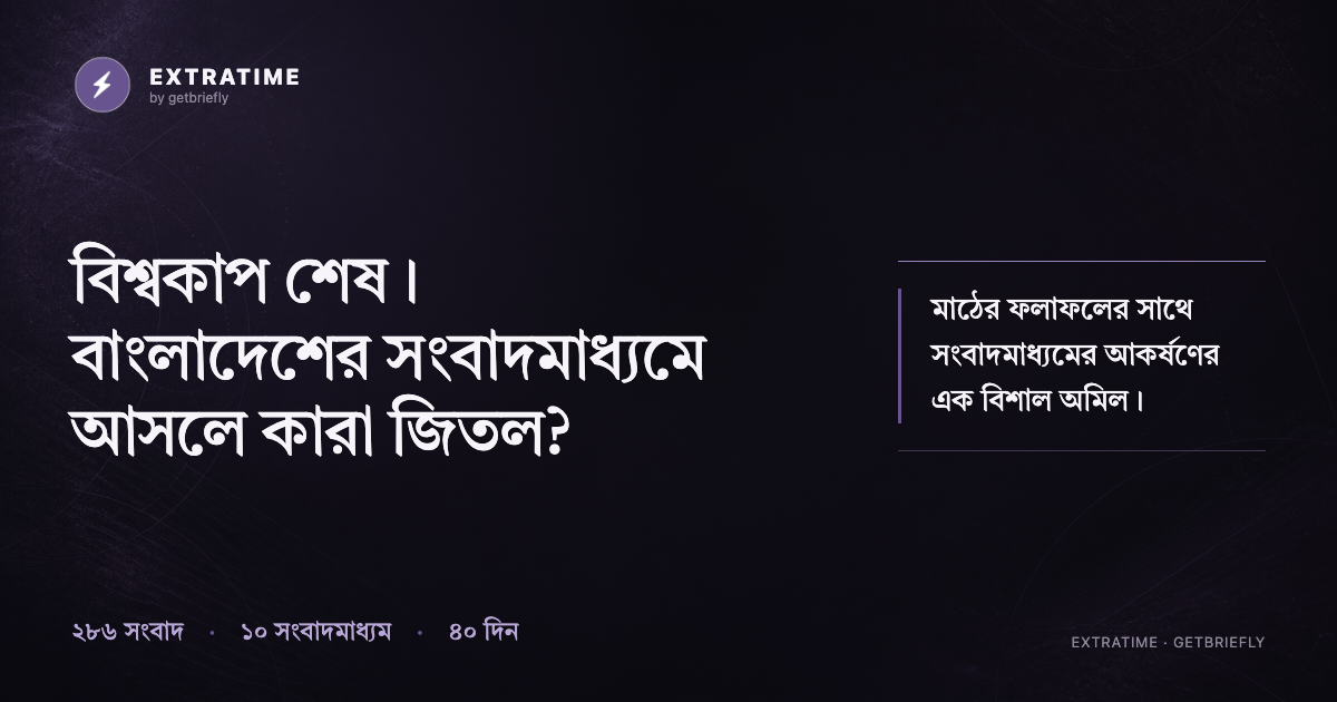 বিশ্বকাপ ও বাংলাদেশের সংবাদমাধ্যম নিয়ে ExtraTime-এর সম্পাদকীয় তথ্যচিত্র